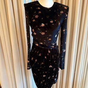 Philosophy Black Velvet Dress with Floral Design
